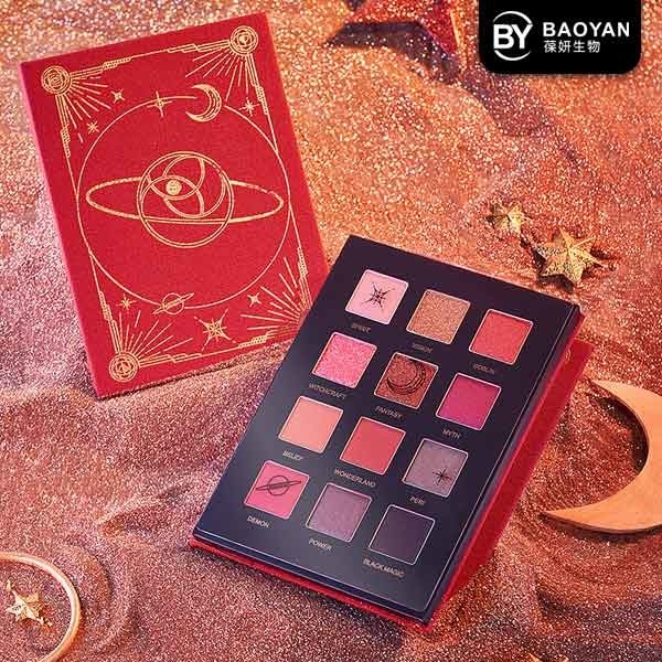 Shimmer Saturn Red Mineral Eyeshadow Palette 12 Colors Customized Logo